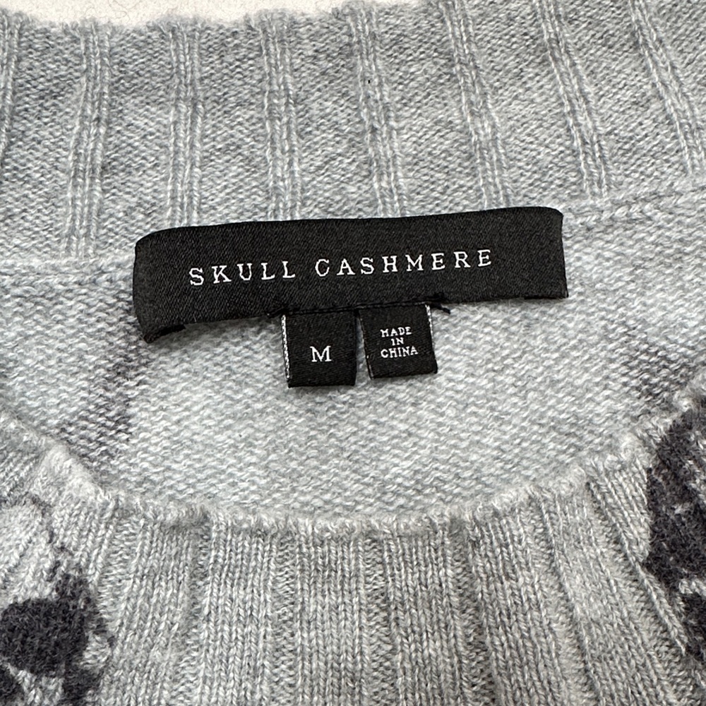 100% Cashmere Gray Skull Sweater - Picture 2 of 4